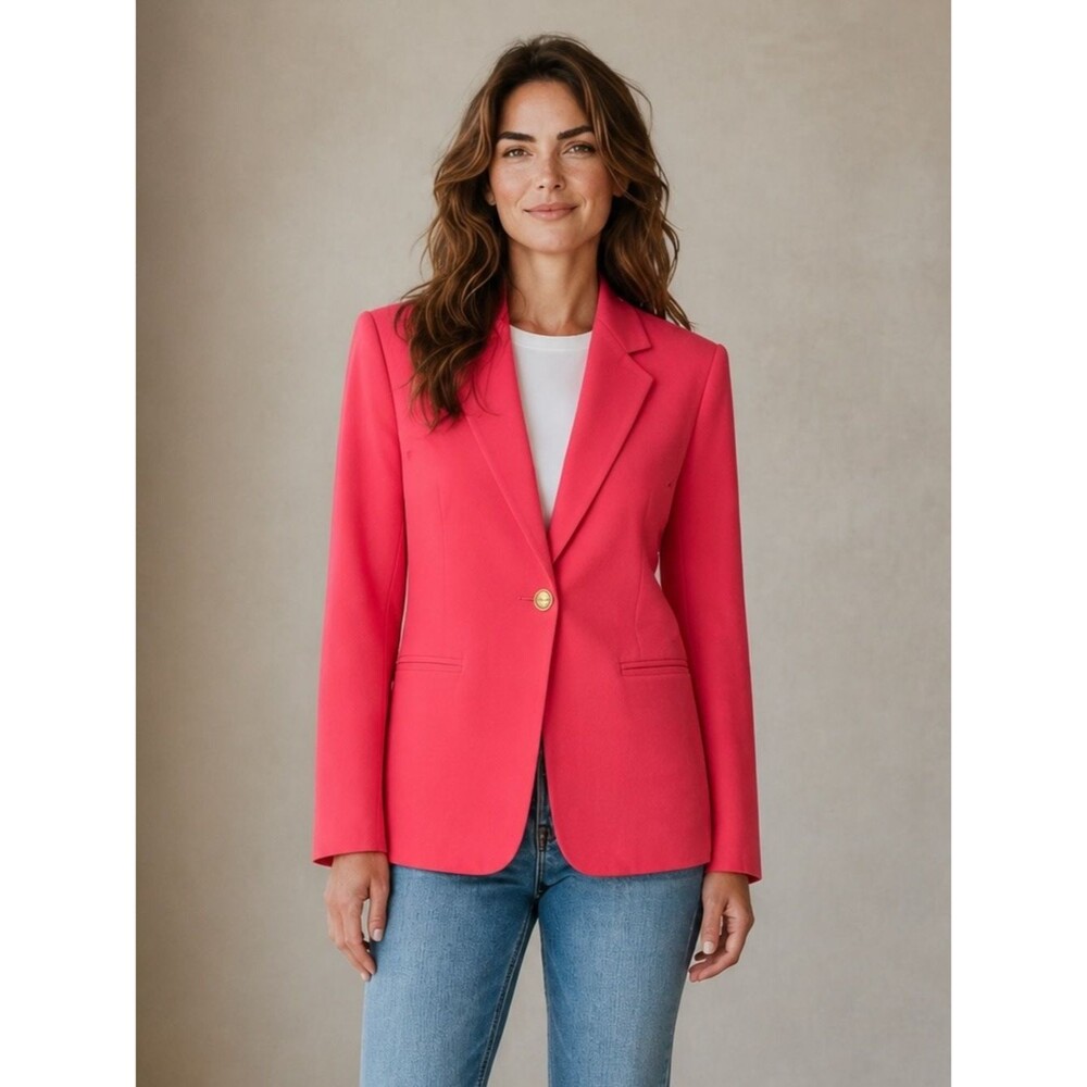 Vintage Savannah Classic Women's Hot Pink Single-Button Wool Blazer 10